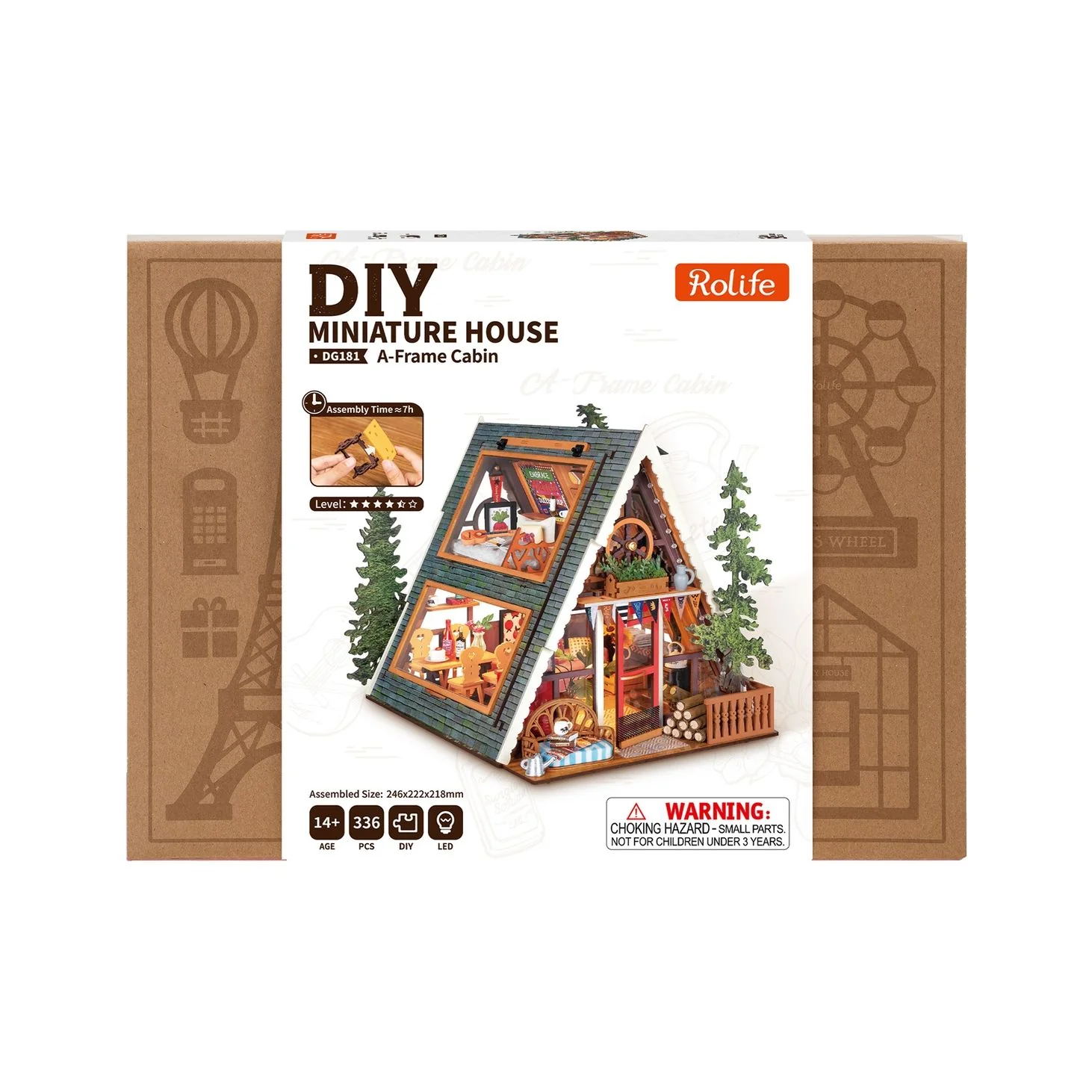 A-FRAME CABIN 3-D WOODEN MINIATURE HOUSE KIT - Image 6
