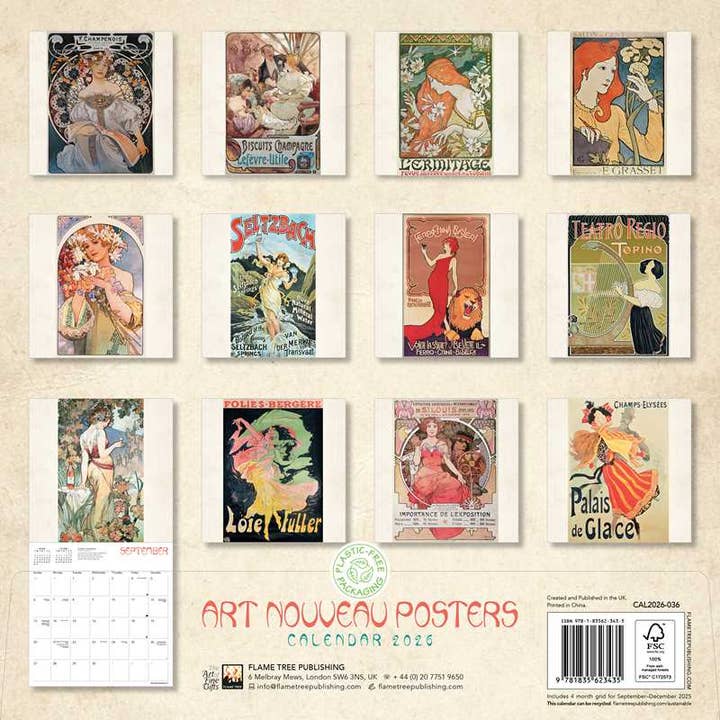 ART NOUVEAU POSTERS 2026 WALL CALENDAR - Image 2