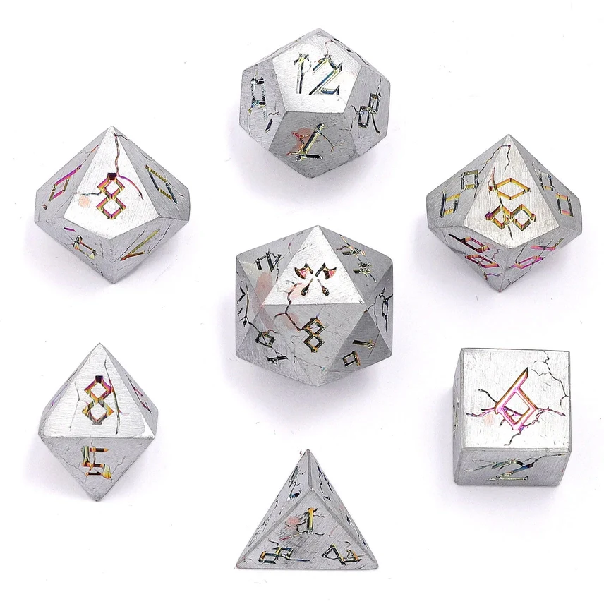 BARBARIAN CLASS METAL RPG DICE: BRUSHED RAINBOW