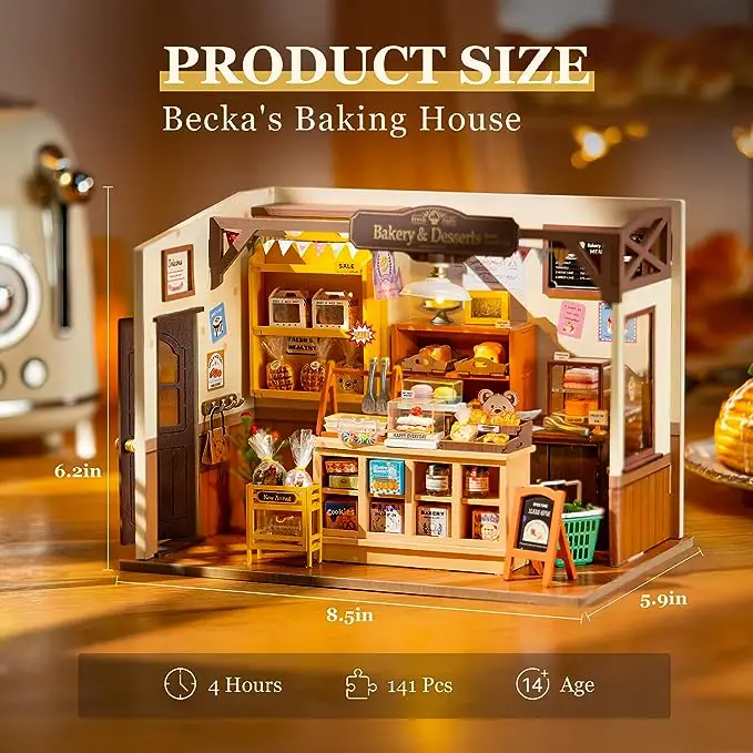 BECKA'S BAKING HOUSE 3-D WOODEN MINIATURE BOOK NOOK KIT - Image 3