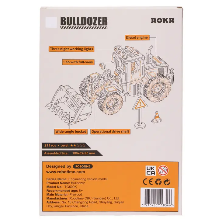 BULLDOZER 3-D WOODEN MODEL PUZZLE KIT - Image 3