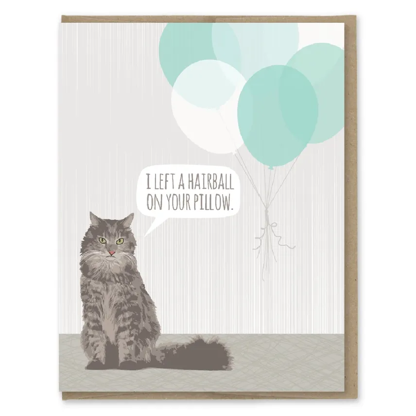 CAT HAIRBALL BIRTHDAY CARD