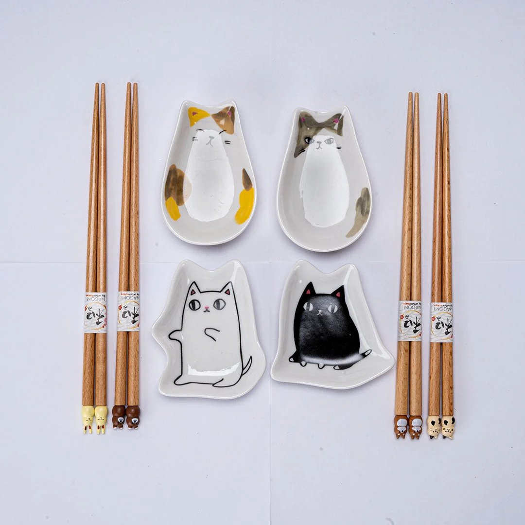 CUTE CATS CHOPSTICKS AND SAUCE DISH SET - Image 2