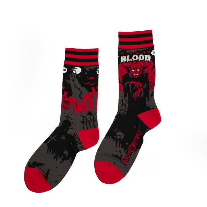 DRACULA'S BLOODLUST CREW SOCKS BY FOOTCLOTHES - Image 2