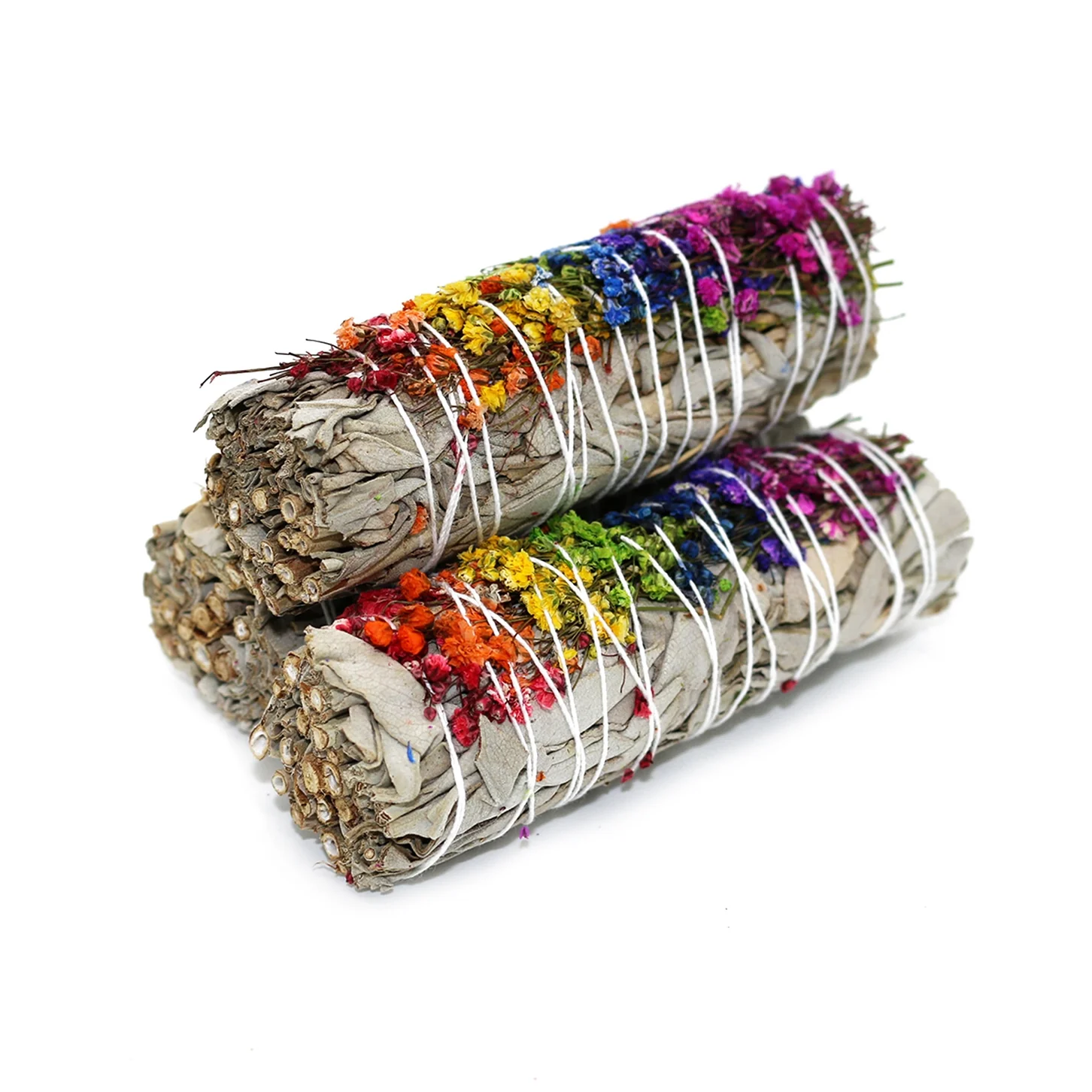 ENERGY WHEEL FLORAL WHITE SAGE SMUDGE STICK