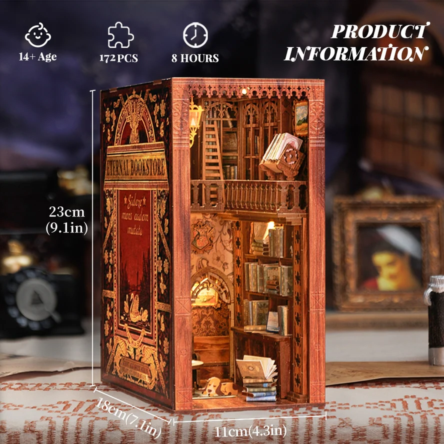 ETERNAL BOOKSTORE 3-D WOODEN MINIATURE BOOK NOOK KIT - Image 3