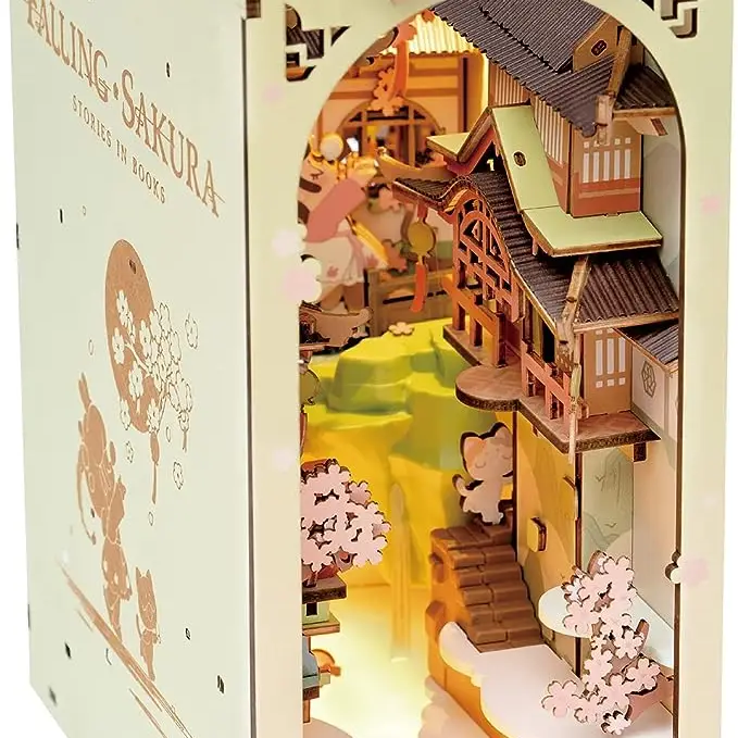 FALLING SAKURA 3-D WOODEN MINIATURE BOOK NOOK KIT - Image 3
