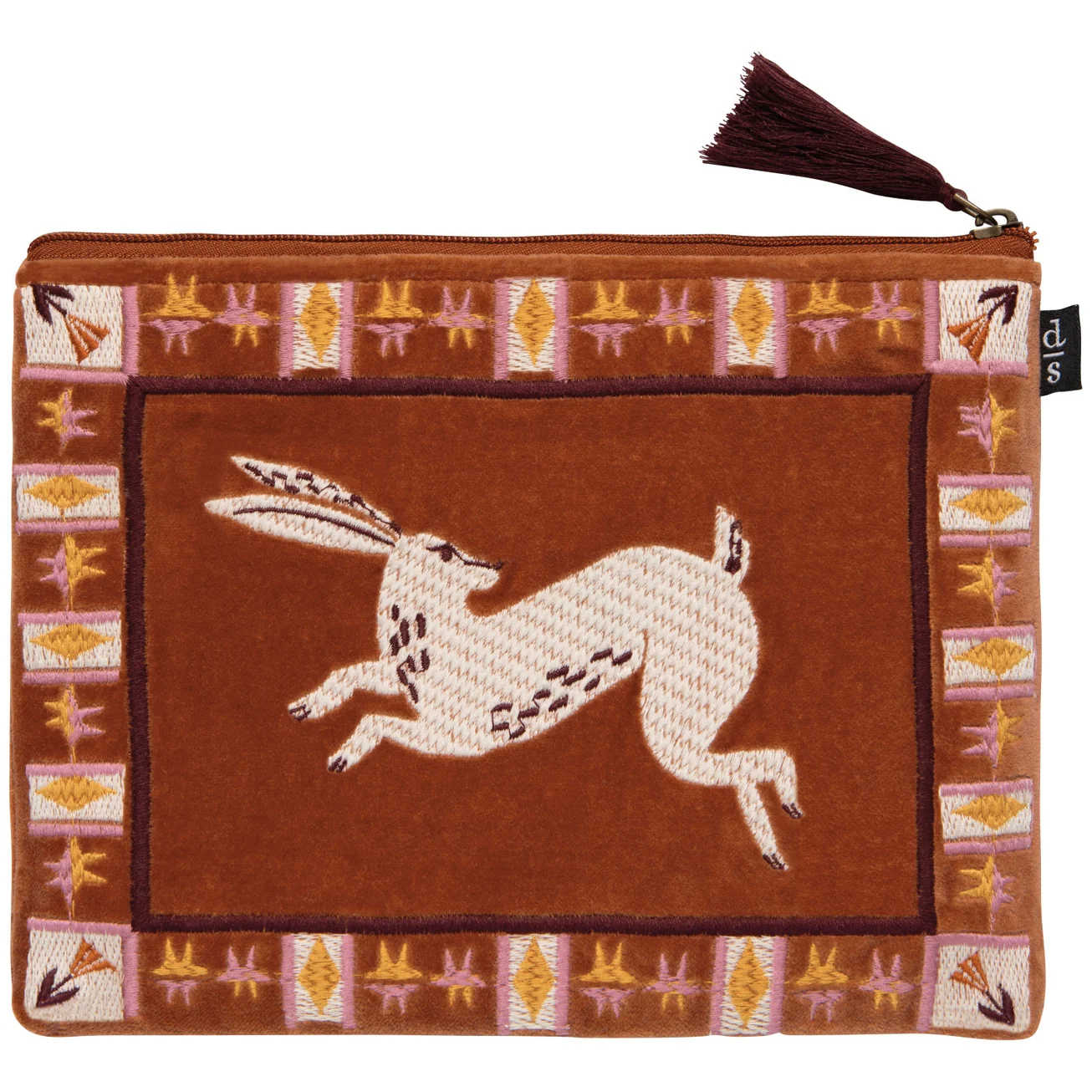 FOLKTALE VELVET EMBROIDERED FLAT POUCH BY DANICA STUDIO