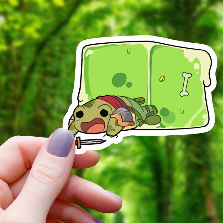 FROG ADVENTURER BEING EATEN STICKER