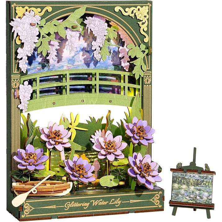 GLITTERING WATER LILY 3D WOODEN PUZZLE KIT