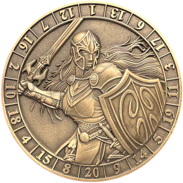 GOLIATH DICE COIN - D20 FEMALE HUMAN FIGHTER