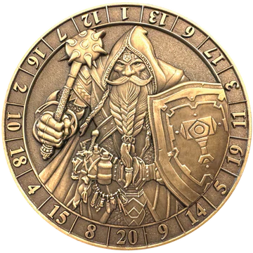 GOLIATH DICE COIN - D20 MALE DWARF CLERIC