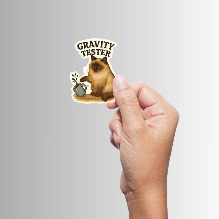 GRAVITY TESTER SIAMESE CAT STICKER - Image 2