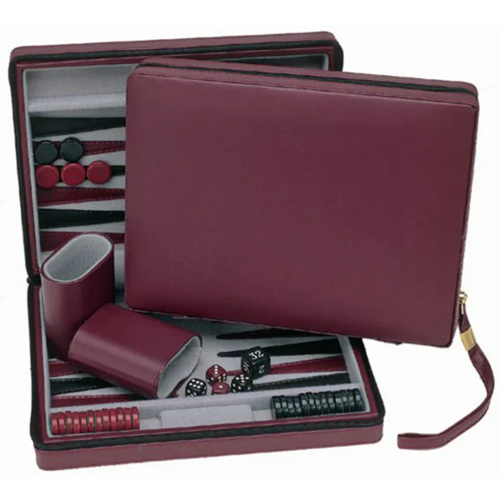 MAGNETIC BACKGAMMON WITH LEATHERETTE CASE AND CARRYING STRAP - TRAVEL SIZE - Image 2