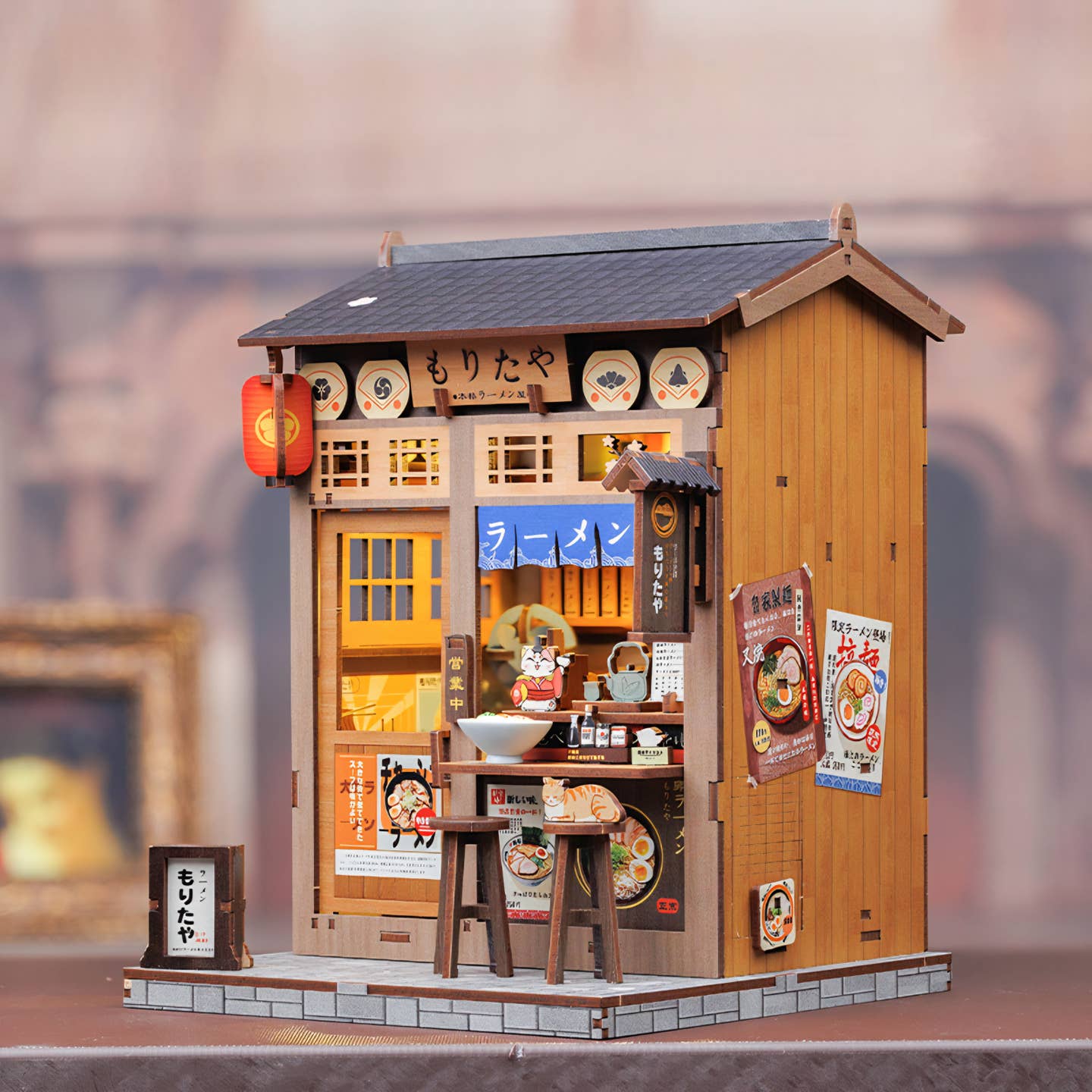 MORITA-YA RAMEN SHOP 3-D WOODEN MINIATURE BOOK NOOK KIT - Image 2