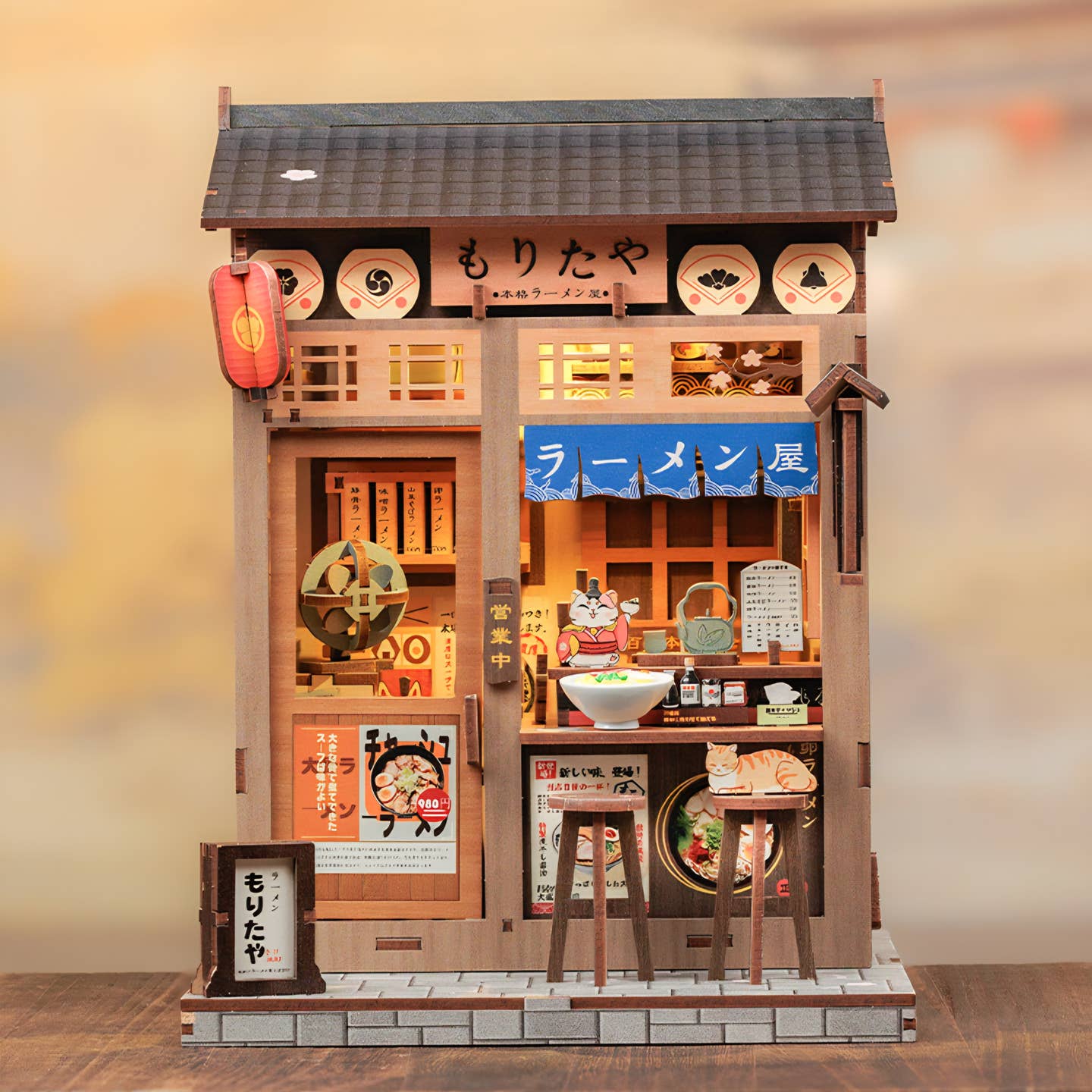 MORITA-YA RAMEN SHOP 3-D WOODEN MINIATURE BOOK NOOK KIT - Image 3