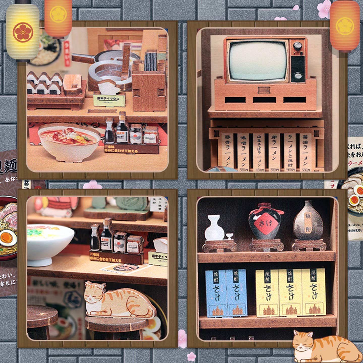 MORITA-YA RAMEN SHOP 3-D WOODEN MINIATURE BOOK NOOK KIT - Image 5
