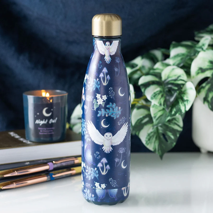 NIGHT FLIGHT OWL RESUABLE METAL WATER BOTTLE