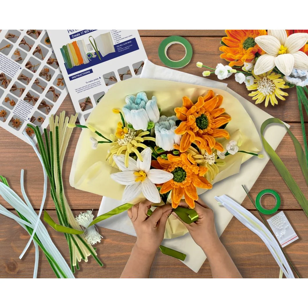 ORANGE MIX CHENILLE FLOWER KIT - Image 5