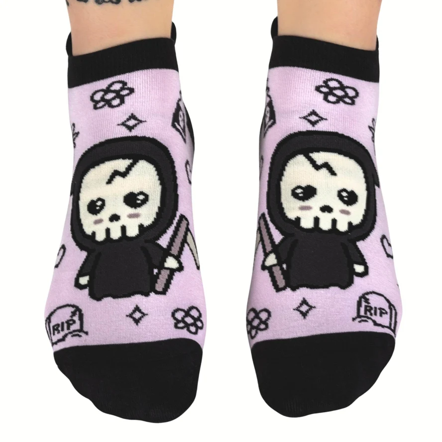 PASTEL GOTH GRIM REAPER ANKLE SOCKS BY FOOTCLOTHES - Image 2
