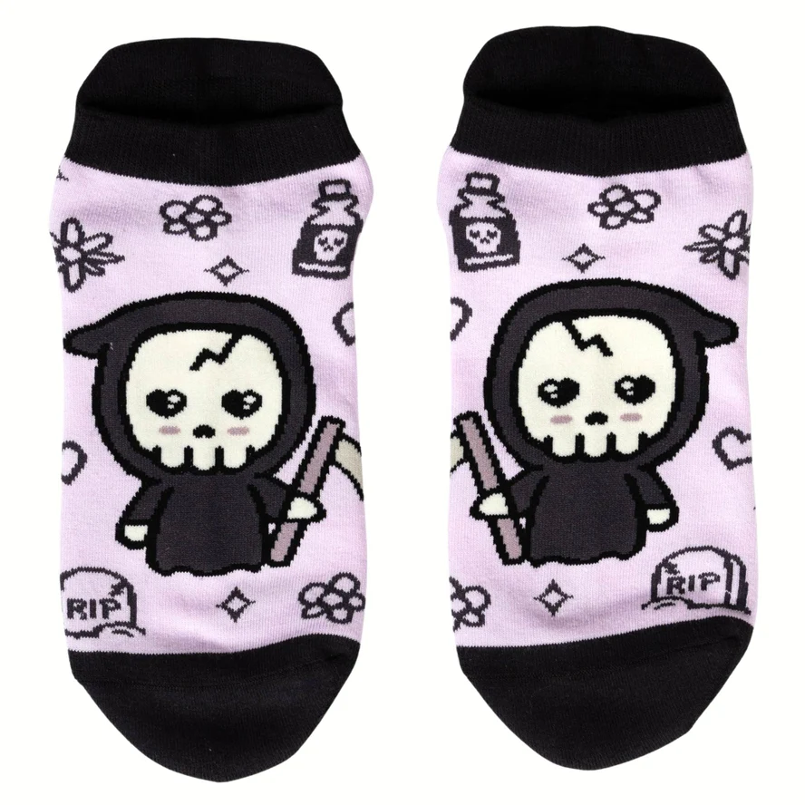 PASTEL GOTH GRIM REAPER ANKLE SOCKS BY FOOTCLOTHES - Image 3
