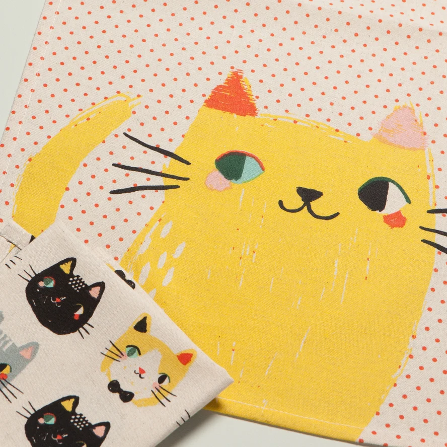 PURRRFECTION COTTON LINEN TEA TOWEL SET BY DANICA STUDIO - Image 2