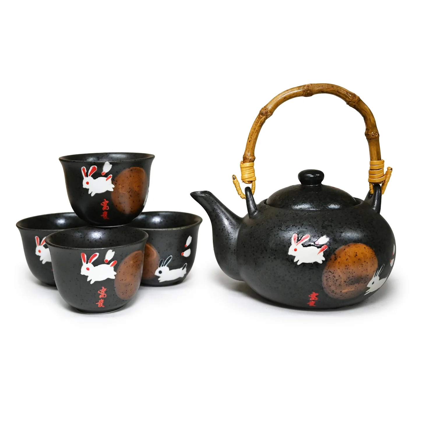 RABBITS IN THE MOONLIGHT CHINESE TEA SET (TEAPOT AND FOUR TEACUPS) - Image 3