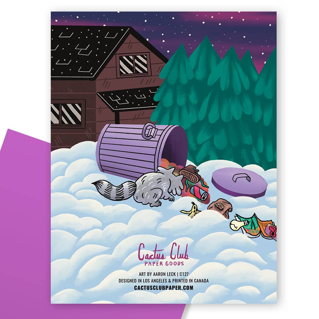 RACCOON TREE DECORATING CHRISTMAS GREETING CARD - Image 2