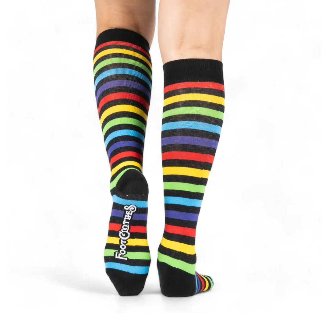 RADIANT RAINBOW STRIPES KNEE SOCKS BY FOOTCLOTHES - Image 3