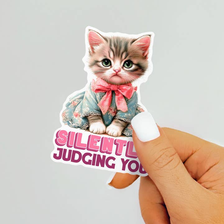 SILENTLY JUDGING YOU CAT STICKER - Image 2