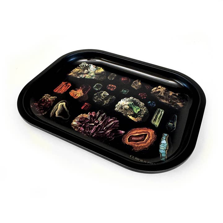SMALL METAL DARK GEMSTONES AND CRYSTALS TRINKET TRAY - Image 2