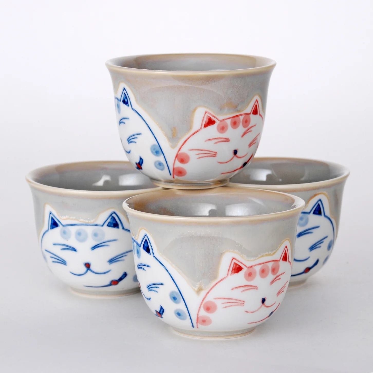 SMILING CAT TEA SET (TEAPOT AND FOUR TEACUPS) - Image 3