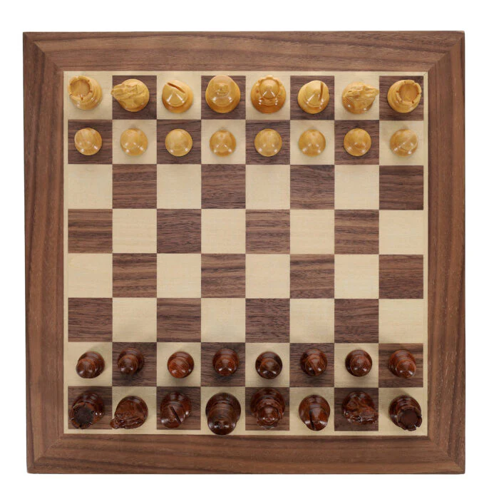 STAUNTON CHESS SET - WEIGHTED ACACIA & BOXWOOD PIECES W/ 12" WOODEN BOARD - Image 4