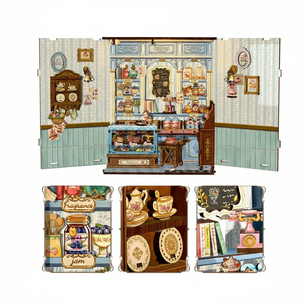 SWEET MARIE PASTRY SHOP 3-D WOODEN MINIATURE BOOK NOOK KIT - Image 4