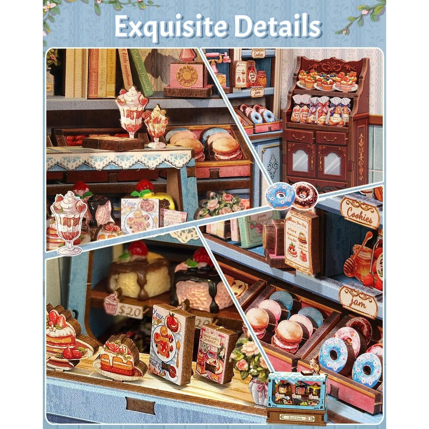 SWEET MARIE PASTRY SHOP 3-D WOODEN MINIATURE BOOK NOOK KIT - Image 5