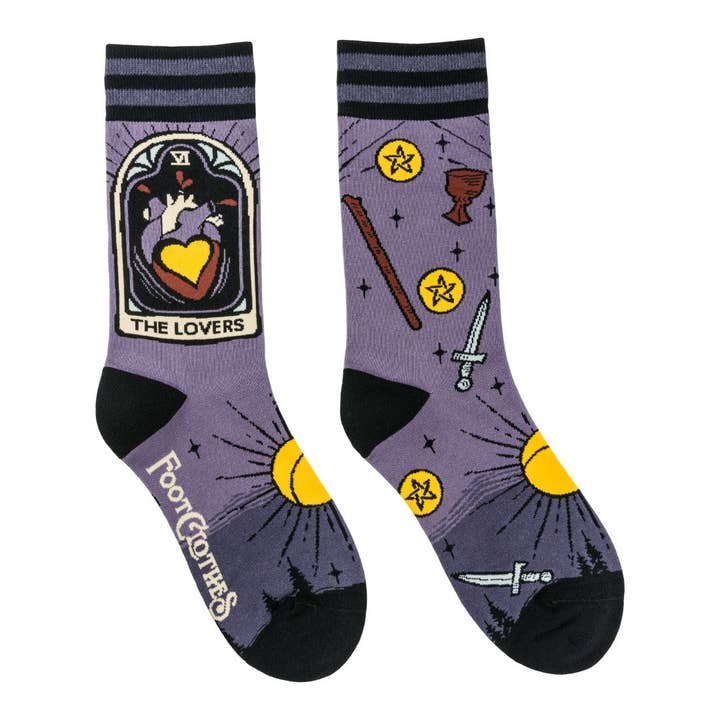 THE LOVERS TAROT NOUVEAU CREW SOCKS BY FOOTCLOTHES - Image 4