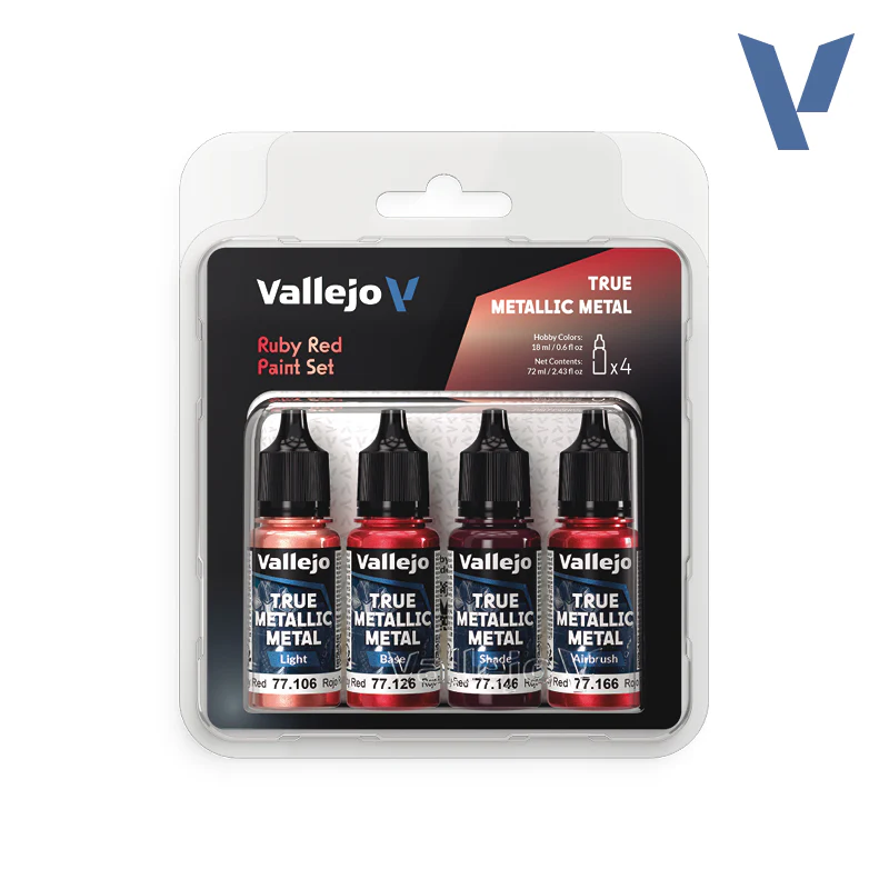 VALLEJO TRUE METALLIC METAL PAINT SET RUBY RED (4 COLORS)