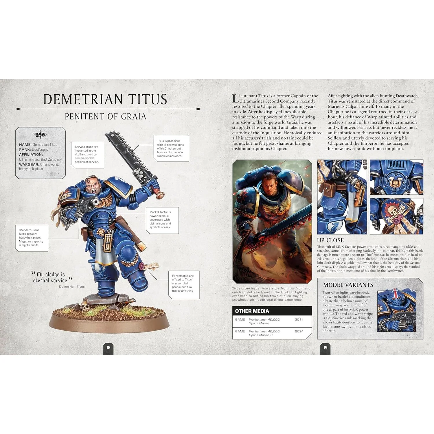 WARHAMMER 40K CHARACTER ENCYCLOPEDIA (INCLUDES LIEUTENANT TITUS MINI) BY DK BOOKS - Image 2