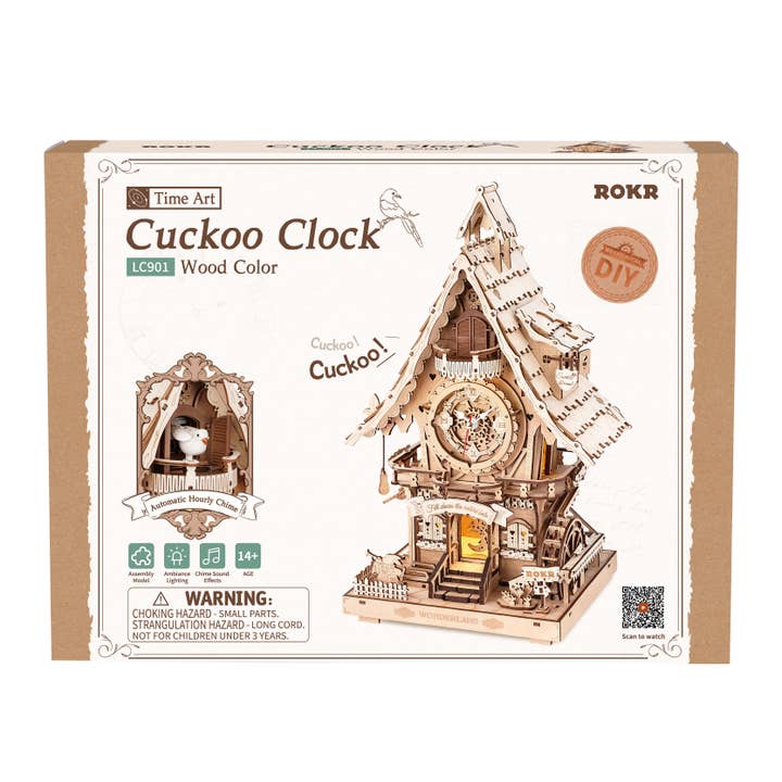 WOODEN CUCKOO CLOCK (WOODEN COLOR) 3D PUZZLE - Image 3
